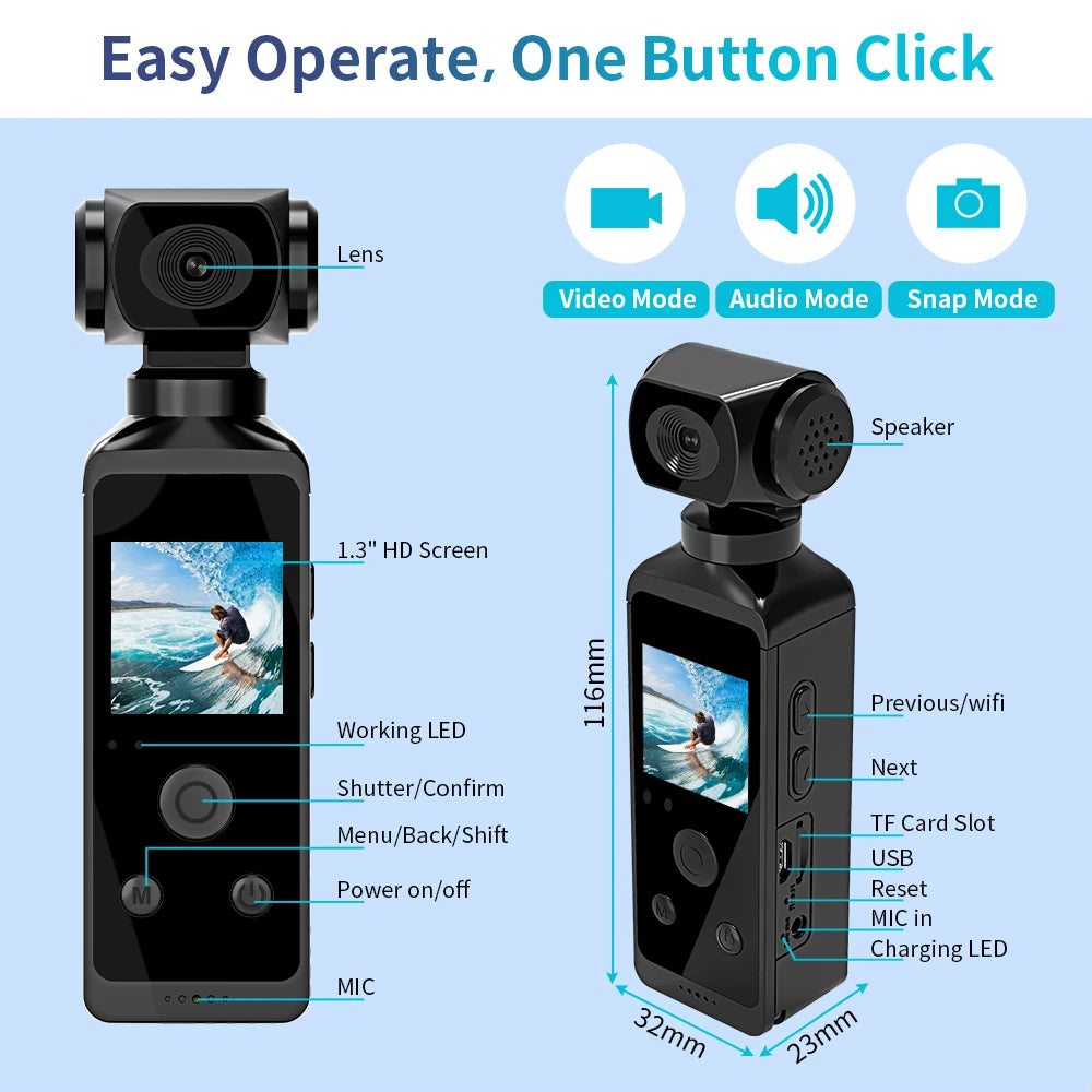 VisionPro 4K360 Pocket Action Camera